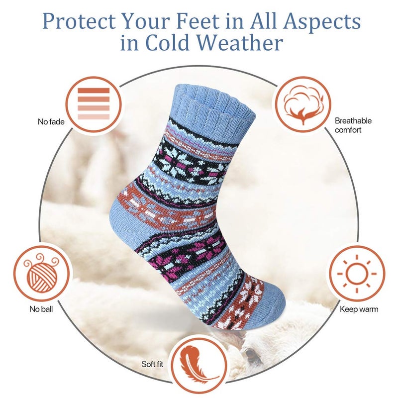 MORECOO Socks for Women - Christmas Gifts for Women - Stocking Stuffers - Thick Wool Soft Warm Cozy Crew Womens Socks - Image 3