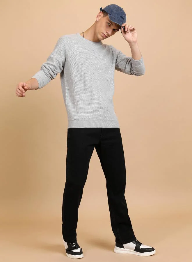 HIGHLANDER HIGHLANDER Textured Knit Round Neck Sweater