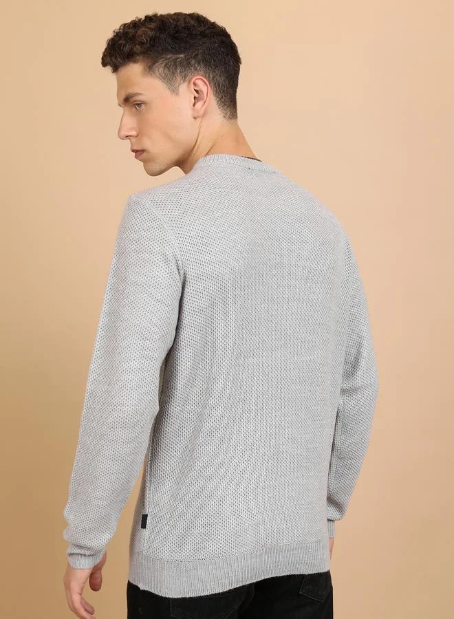 HIGHLANDER HIGHLANDER Textured Knit Round Neck Sweater
