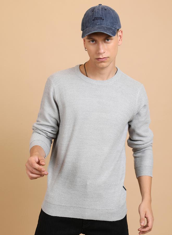 HIGHLANDER Textured Knit Round Neck Sweater - Image 1
