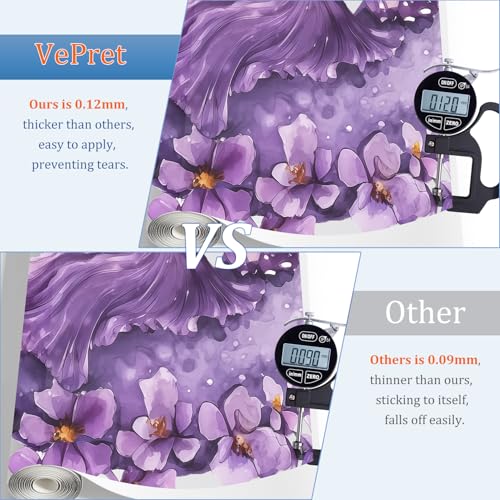 VePret Purple Fairy Wall Decals Peel and Stick, Butterflies Moon Flowers Wall Stickers, Removable Vinyl Home Decor Art for Girls Bedroom Baby Nursery Daycare - Image 2