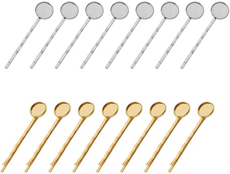 HEALLILY Bobby Hair Pin Hair Clips with 12mm Cabochon Bezel Setting Tray DIY Finding Craft Headwear Mixed Color 40PCS - Image 2