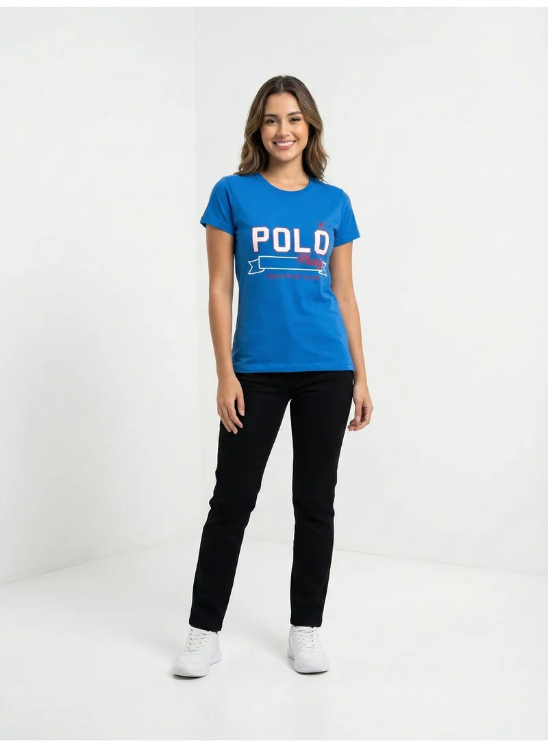 لعب البولو تيشيرت نسائي مطبوع أزرق ملكي
