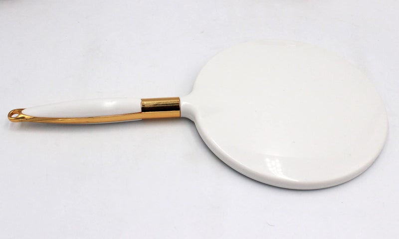 Eaoundm Round Hand Held Mirror for Makeup Hand Mirror (6.9W X 13 L inchs, White) - Image 5