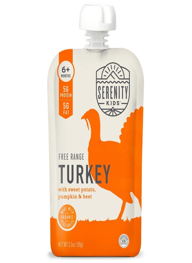 Serenity Kids 6+ Months Baby Food Pouches Puree Made With Ethically Sourced Meats & Organic Veggies | 3.5 Ounce BPA-Free Pouch | Free Range Turkey, Sweet Potato, Pumpkin, Beet | 1 Count - Image 1