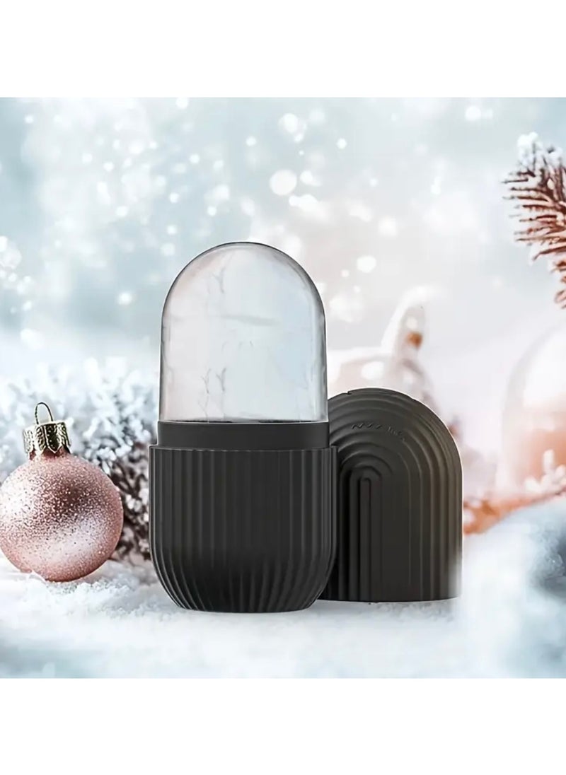 CleanWave - The Pure Effect ICE Cube Face Roller – Reusable Silicone Ice Massager for Face, Eyes & Neck | De-Puff, Tighten Pores, Reduce Redness & Migraine Pain Skin-Toning Ice Roller | Natural Skin Care Tool - BLACK  - Image 1