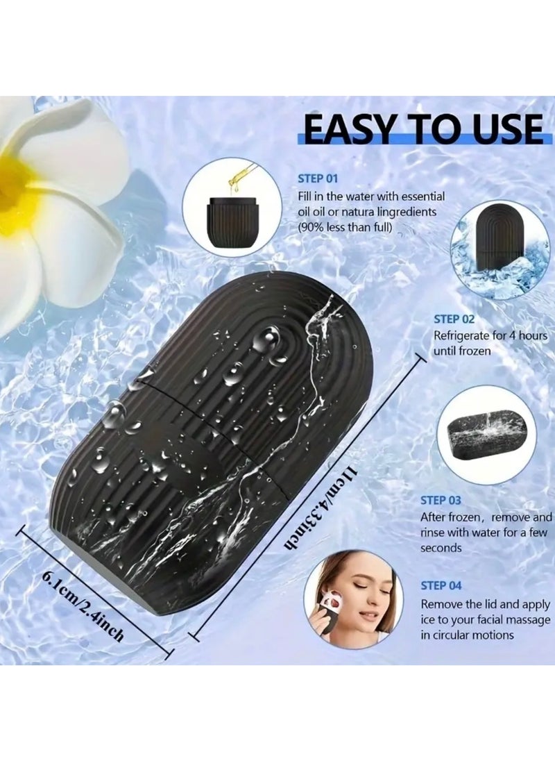 CleanWave - The Pure Effect ICE Cube Face Roller – Reusable Silicone Ice Massager for Face, Eyes & Neck | De-Puff, Tighten Pores, Reduce Redness & Migraine Pain Skin-Toning Ice Roller | Natural Skin Care Tool - BLACK  - Image 4