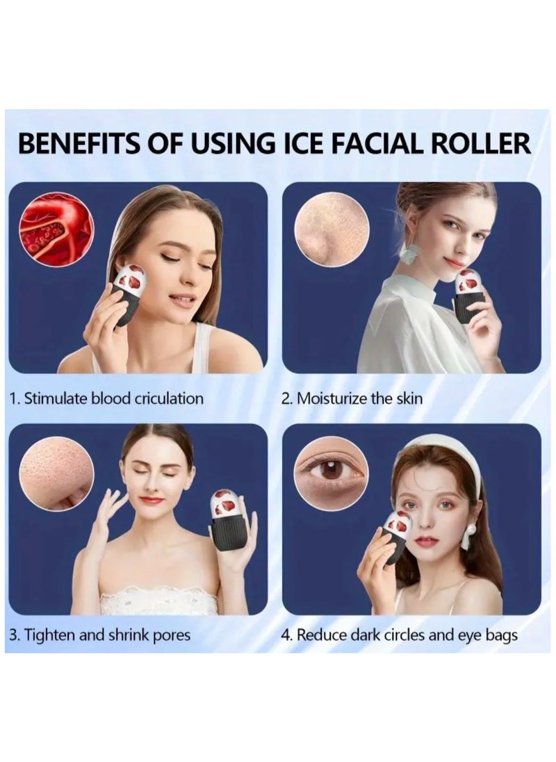 CleanWave - The Pure Effect ICE Cube Face Roller – Reusable Silicone Ice Massager for Face, Eyes & Neck | De-Puff, Tighten Pores, Reduce Redness & Migraine Pain Skin-Toning Ice Roller | Natural Skin Care Tool - BLACK  - Image 2