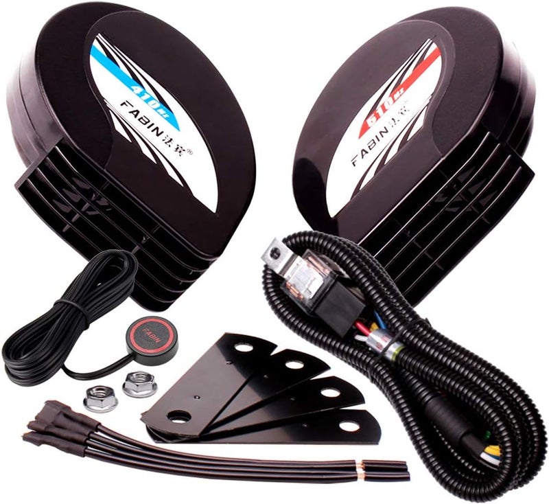 FARBIN Compact Horn 12V Car Horns Loud Dual-Tone Waterproof Auto Horns Electric Snail Horn Kit with Relay Harness Universal for Any 12V Vehicls - Image 1