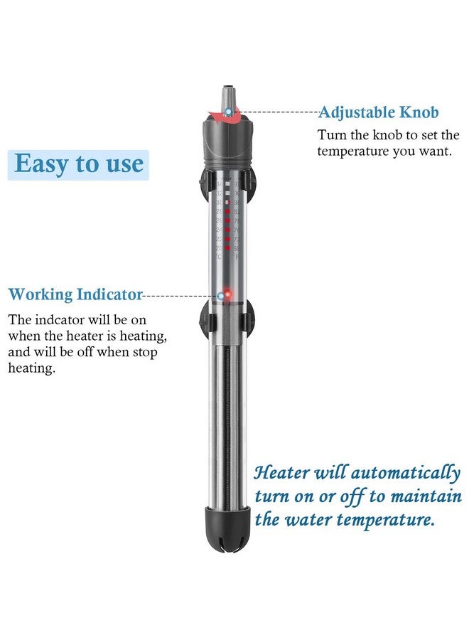 HITOP 50W 100W 300W Adjustable Aquarium Heater, Submersible Fish Tank Heater Thermostat with Suction Cup (300W) - Image 3
