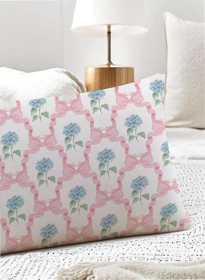 PIUD Coquette Pink Bow Floral 20x54 Body Pillow Cover, Preppy Room Decor Aesthetic, Pink Ribbon Hydrangea Flower Decorative Long Body Pillow Cases for Bed Couch - Image 5