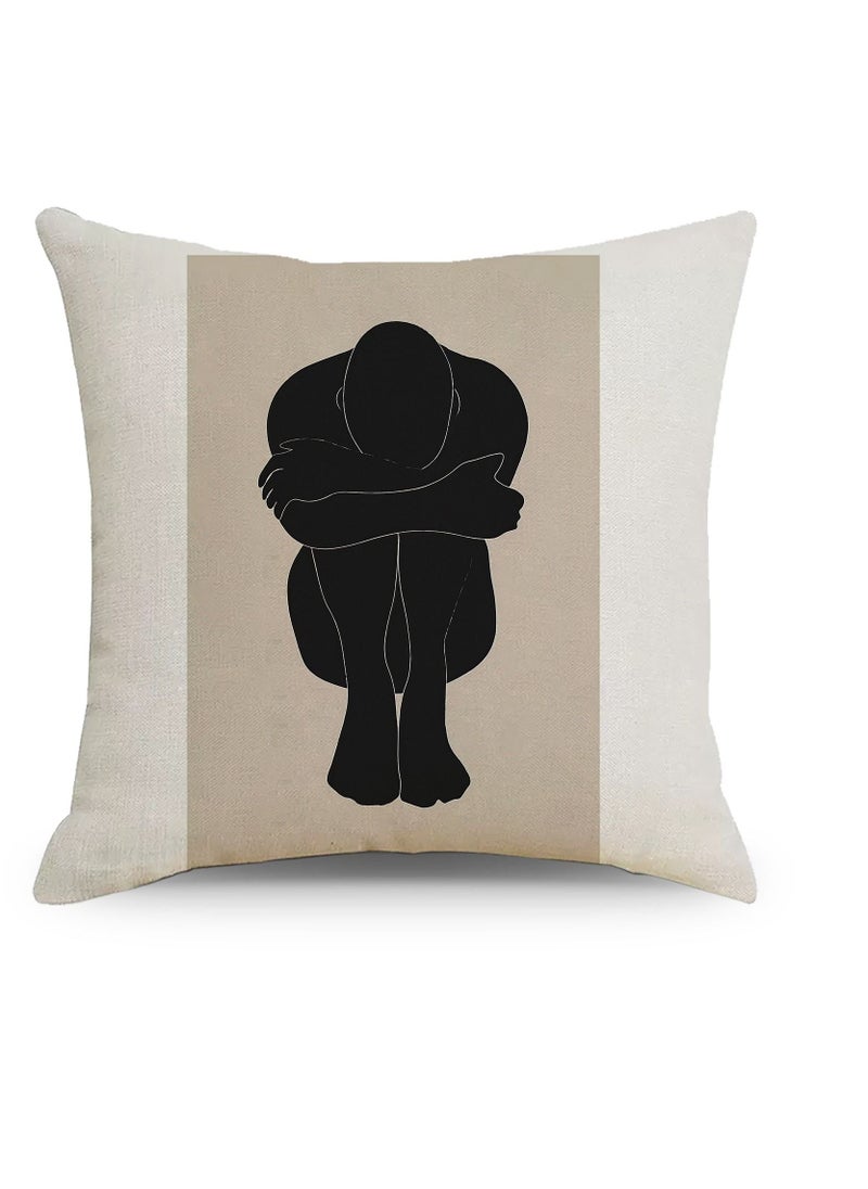 Y&D - Nordic abstract pattern linen material pillowcase pillow cover 45*45cm - Image 1