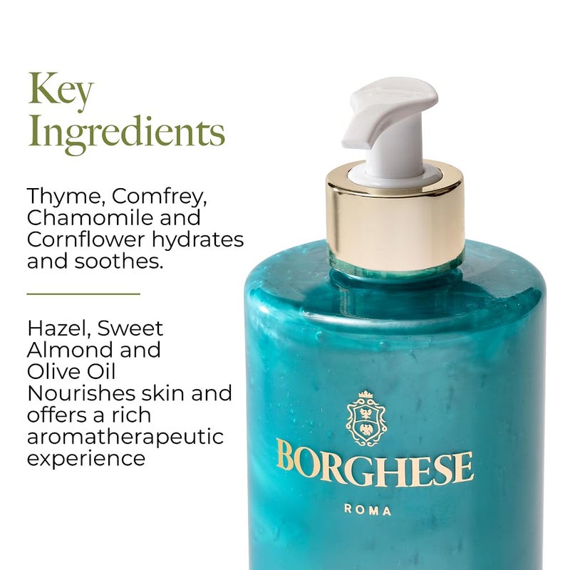 Borghese Bagno di Vita Gentle Foaming Bath & Shower Gel - Aromatherapy Hydrating Body Wash with Thyme, Chamomile & Sweet Almond Oil For All Skin Types - Image 5
