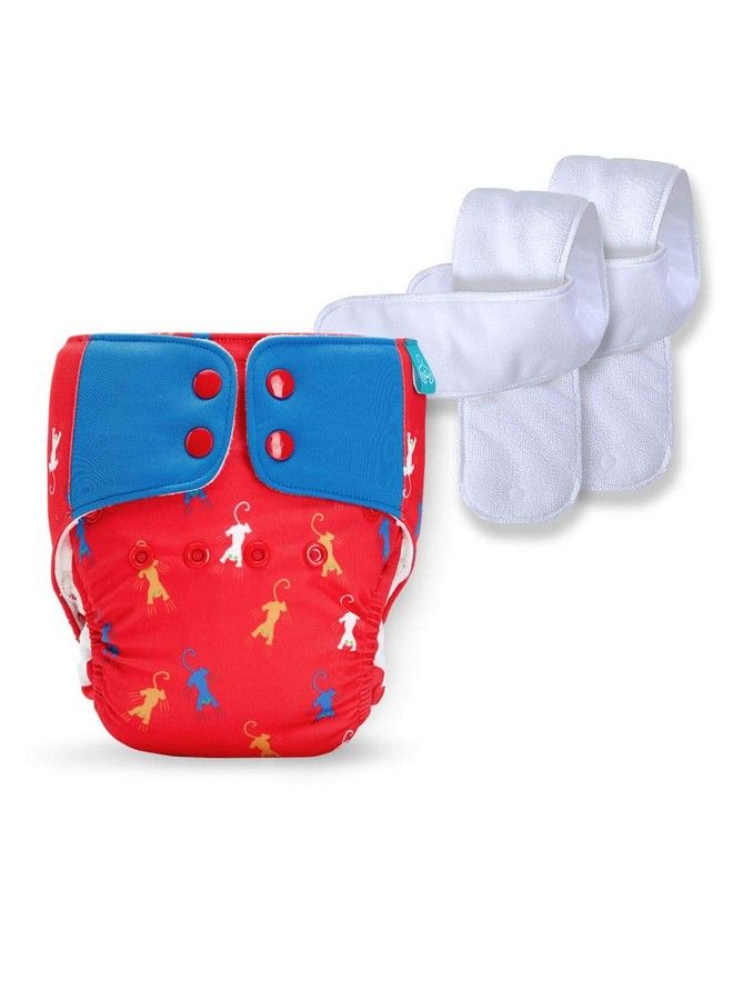 Bumberry Baby Pocket Diaper 2.0 Waterproof Reusable Adjustable Cloth Diaper With Leg Gusset Wet Free Lining & 2 Extra Long Wet Free Inserts(6 36 Months Catscape) - Image 2