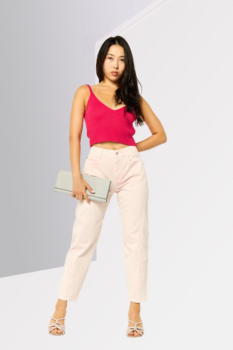 STELLA MCCARTNEY Women Regular Fit Washed Stretchable Denim Jeans, Light Pink  - Image 2