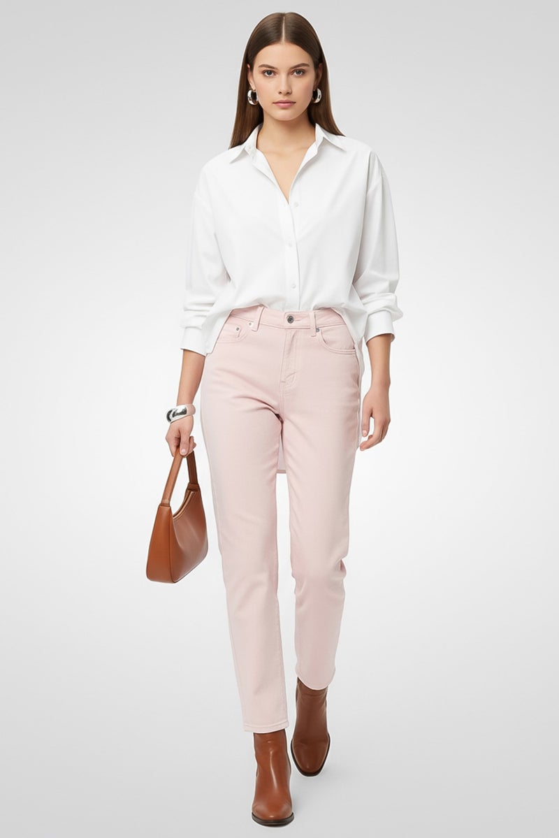 STELLA MCCARTNEY جينز دنيم قابل للتمدد للنساء بتصميم عادي، وردي فاتح - Image 2