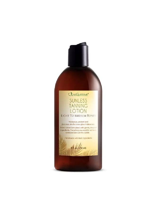 Just Nutritive Sunless Tanning Lotion Light To Medium Tones ; Indoor Self Tanner ; Body Tanning Lotion ; Sun Ed Glow; Bronzer Lotion For All Skin Types ; ; 8 Oz  - Image 1