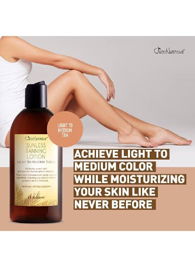 Just Nutritive Sunless Tanning Lotion Light To Medium Tones ; Indoor Self Tanner ; Body Tanning Lotion ; Sun Ed Glow; Bronzer Lotion For All Skin Types ; ; 8 Oz  - Image 4