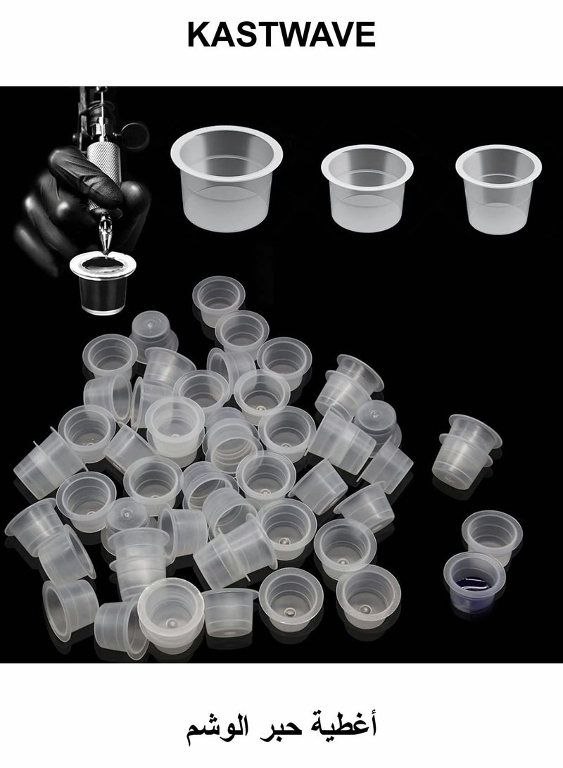 KASTWAVE Tattoo Ink Caps, 300 Pcs Mixed Size Disposable Pigment Cups, Diameter 8/11/15mm 3 Sizes Plastic Tattoo Ink Cups Caps for Tattoo Ink, Tattoo Supplies - Image 1