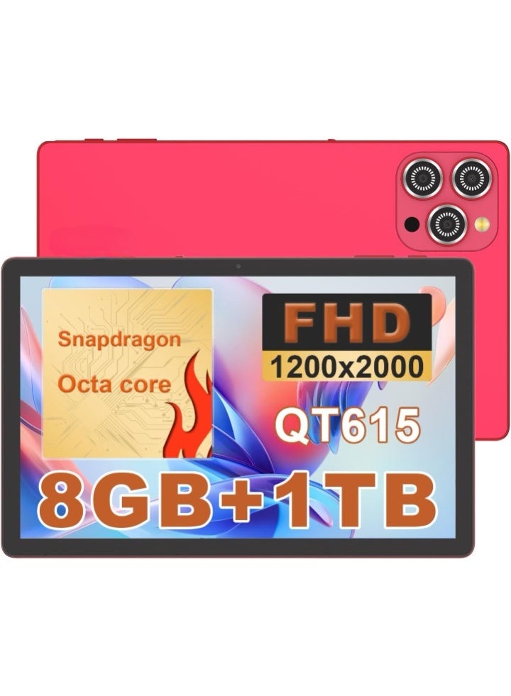 REBENUO CM10016plus Tablet 10.36 Inch , WIFI Android Tablet Pc with 8GB+1TB, 2K Screen Educational Tablet with keyboard and Pen  red - Image 1