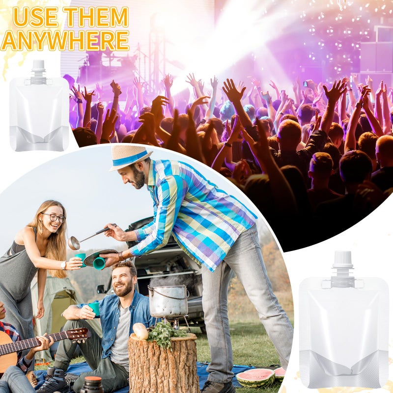 Seeloowy 100 Pcs Plastic Pouches Bulk Clear Juice Bags Squeeze Pouches Plastic Leak Proof Bags with Funnel for Party Favors (1.7 oz) - Image 5