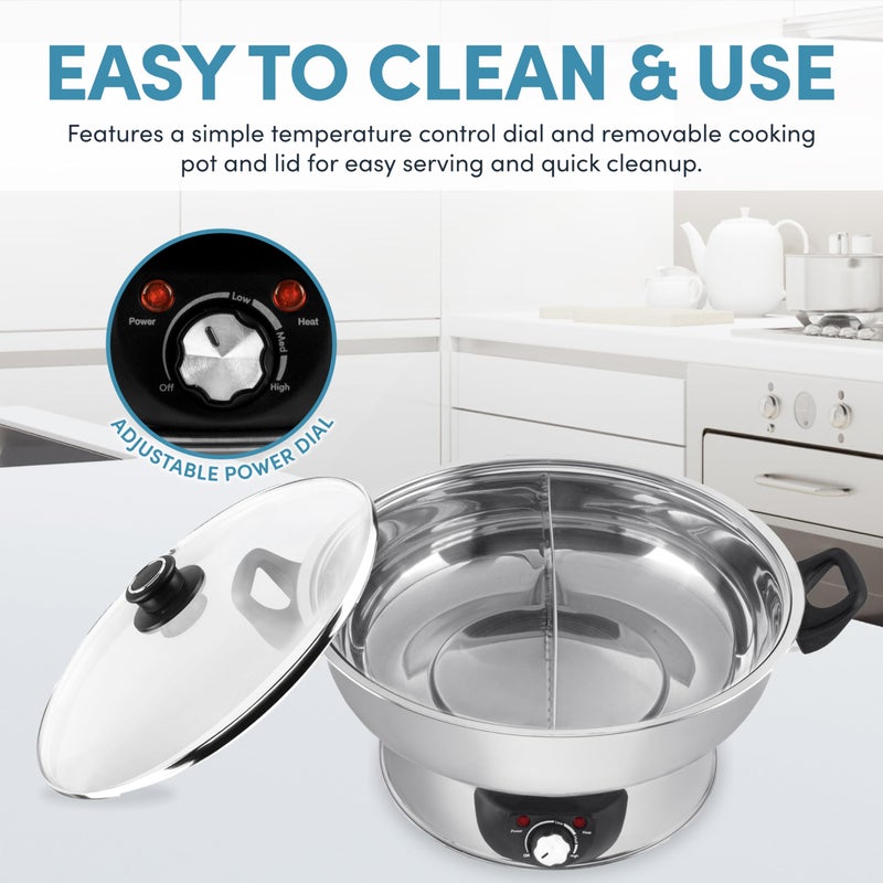 Aroma Housewares ASP-610 Dual-Sided Shabu Hot Pot, 5Qt, Stainless Steel Aroma Housewares 3 Uncooked/6 Cups Cooked Rice Cooker, Steamer, Multicooker, 2-6 cups, Black - Image 4