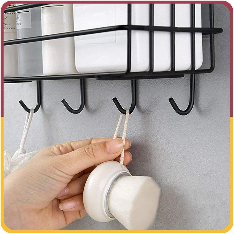 Amiraj Amiraj Wall Mounted SelfAdhesive Bathroom Organizer No Drill Kitchen Rack Rectangular Corner Shelf for BathroomKitchen Accessories GI Metal with Powder Coated Finish Black Pack of 1  - Image 5