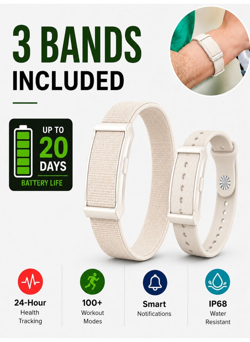 Kasa Screenless Smart Fitness Tracker Bracelet with Heart Rate & HRV Monitor, 40 Days Battery Life, AI Health Tracking, 100+ Sports Modes, IP68 Waterproof Activity Tracker, Call Reminder, Women's Health Tracking, 2 Straps - Image 1