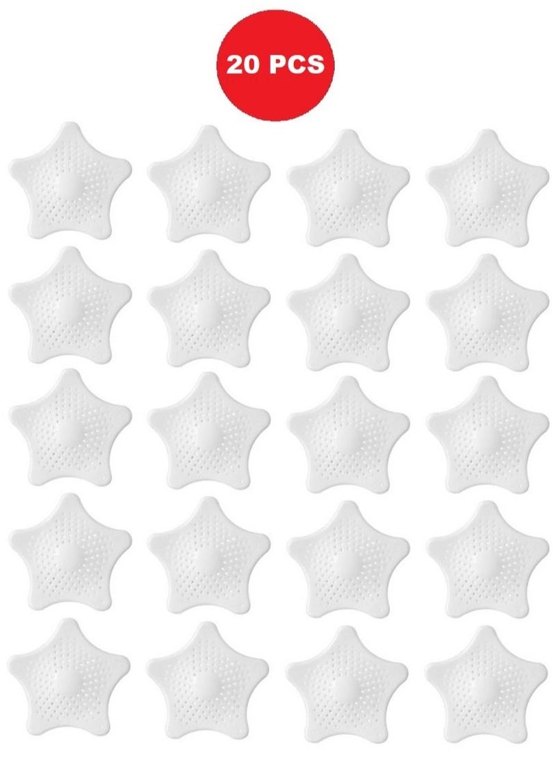 MARGOUN 20-Piece Kitchen Sink Strainer Filter Star Silicone Drain Cap Bathroom Floor Hair Catcher Anti Clogging Shower Drain Cover For Kitchen Bathroom Tub White  - Image 1