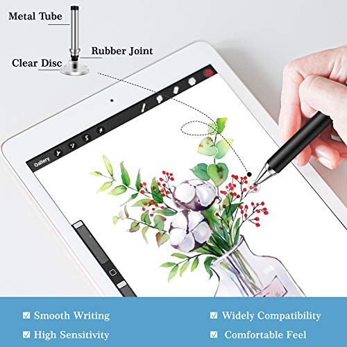 Mixoo Retractable Stylus for Touch Screens - High Sensitivity Universal Stylus Touch Screen Pen with 3 Replaceable Disc Tips for iPad iPhone and All Other Capacitive Tablets & Cell Phones (Black) - Image 3