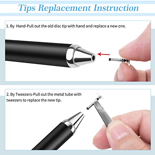 Mixoo Retractable Stylus for Touch Screens - High Sensitivity Universal Stylus Touch Screen Pen with 3 Replaceable Disc Tips for iPad iPhone and All Other Capacitive Tablets & Cell Phones (Black) - Image 5