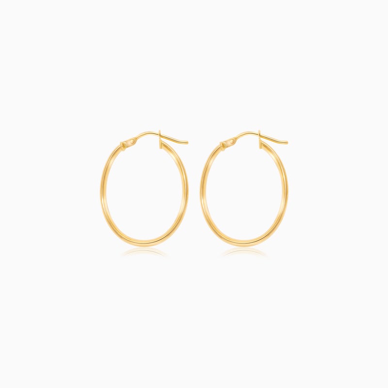 Jawhara Jewellery أقراط هووب بيضاوية من الذهب الأصفر عيار 18 للنساء، 2 سم × 2.5 سم، مجموعة الأقراط الأنيقة، أقراط بيضاوية كلاسيكية خفيفة الوزن، مناسبة للاستخدام اليومي والمناسبات من مجوهرات جوهرة - Image 1