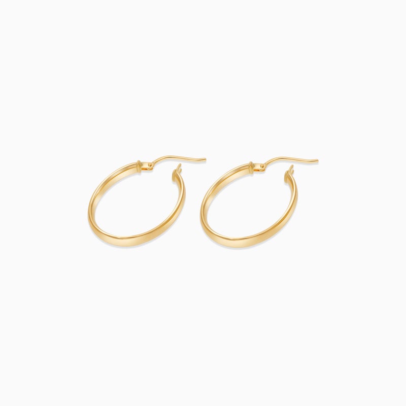 Jawhara Jewellery أقراط هووب بيضاوية من الذهب الأصفر عيار 18 للنساء، 2 سم × 2.5 سم، مجموعة الأقراط الأنيقة، أقراط بيضاوية كلاسيكية خفيفة الوزن، مناسبة للاستخدام اليومي والمناسبات من مجوهرات جوهرة - Image 3