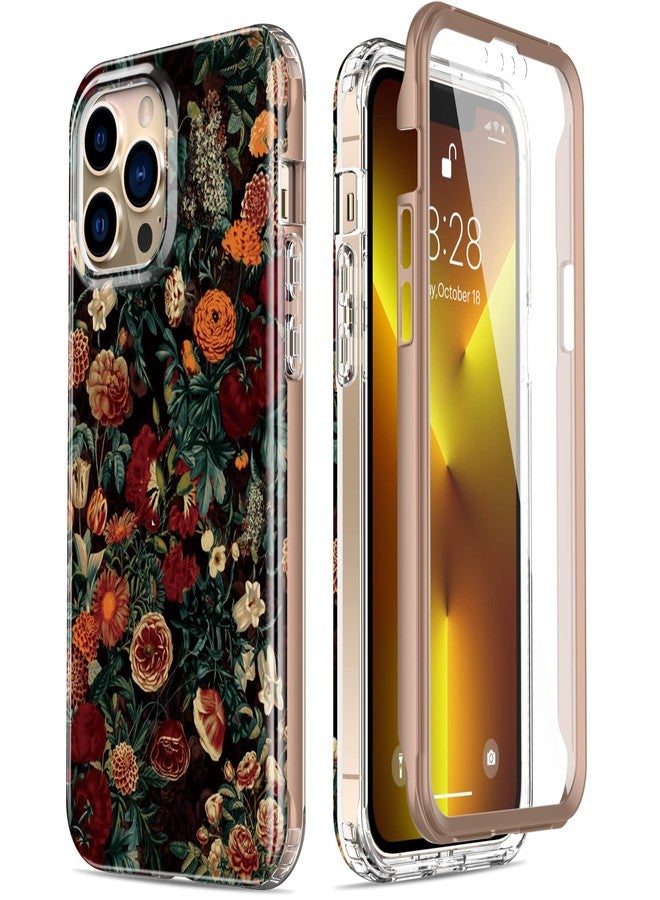 Esdot for iPhone 13 Pro Max Case with Built-in Screen Protector,Military Grade Cover with Fashion Designs for Women Girls,Protective Phone Case 6.7" Flower Garden - Image 1