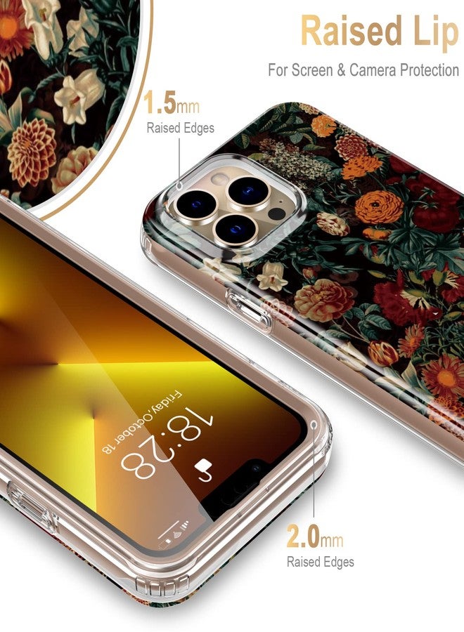 Esdot for iPhone 13 Pro Max Case with Built-in Screen Protector,Military Grade Cover with Fashion Designs for Women Girls,Protective Phone Case 6.7" Flower Garden - Image 5