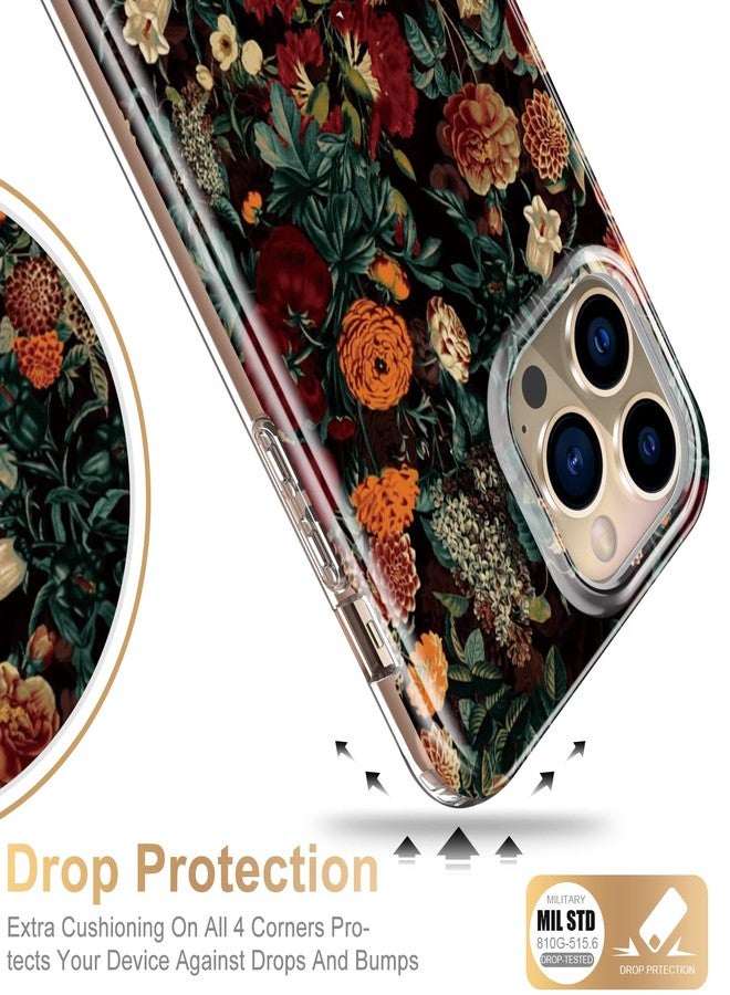 Esdot for iPhone 13 Pro Max Case with Built-in Screen Protector,Military Grade Cover with Fashion Designs for Women Girls,Protective Phone Case 6.7" Flower Garden - Image 4