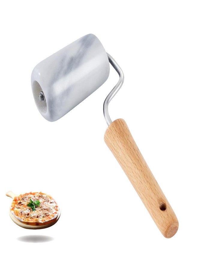 Tianman Small Marble Rolling Pin Pizza Roller, Marble Pastry Roller Non-Stick T-Type, For Cake Baking Tortilla Fudge Pizza Cookies and Other Kitchen Baking Cooking (Type 3 White). - Image 1