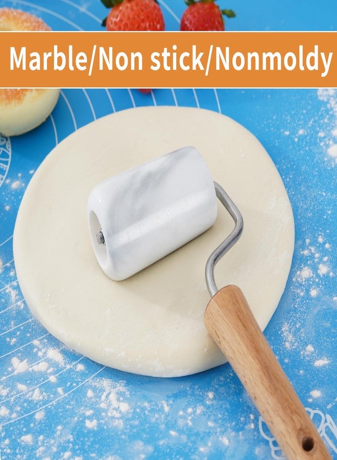 Tianman Small Marble Rolling Pin Pizza Roller, Marble Pastry Roller Non-Stick T-Type, For Cake Baking Tortilla Fudge Pizza Cookies and Other Kitchen Baking Cooking (Type 3 White). - Image 3