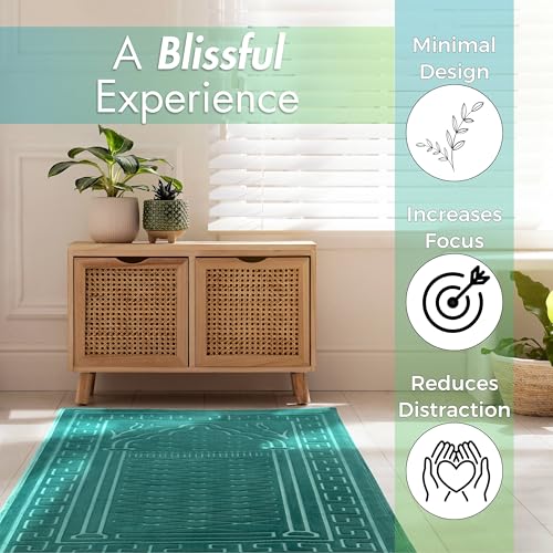Sacred Artisans Padded Prayer Mat Thick with Soft Velvet Foam | Prayer Rug and Meditation Mat for Men Women Home Travel & Gift (Paradise Green) - Image 3