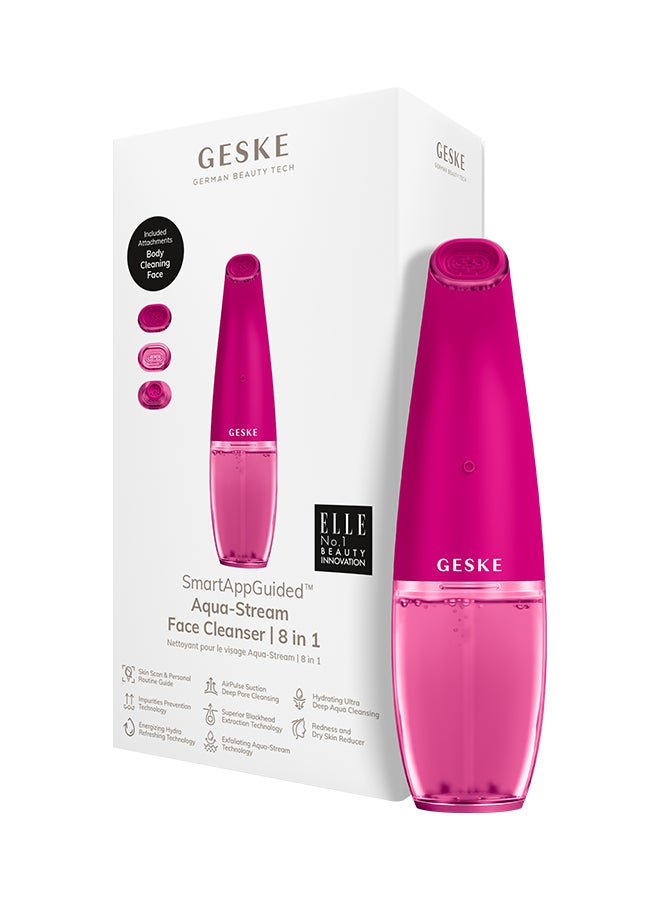 GESKE GESKE Aqua-Stream Face Cleanser | 8-in-1| Multifunctional Hydra Face Care Device | Professional Facial Suction  Cleaning  Moisturizing and Exfoliating Device for Home Use- Magenta  - Image 1