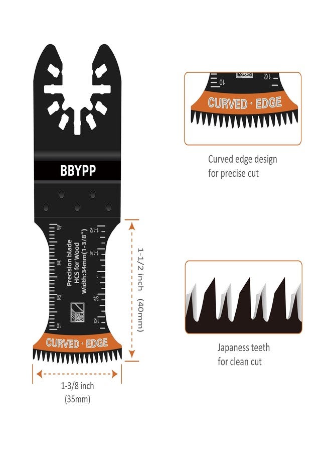 BBYPP 7pcs Curved Japanese Tooth Oscillating Saw Blades, Arc Edge Oscillating Multitool Blades Clean Cut for Wood, Plastic - Image 2
