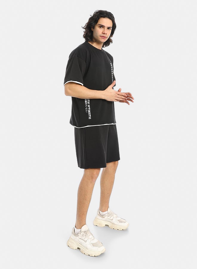 Red Circle Slip On Printed T Shirt and Shorts Set - Image 2