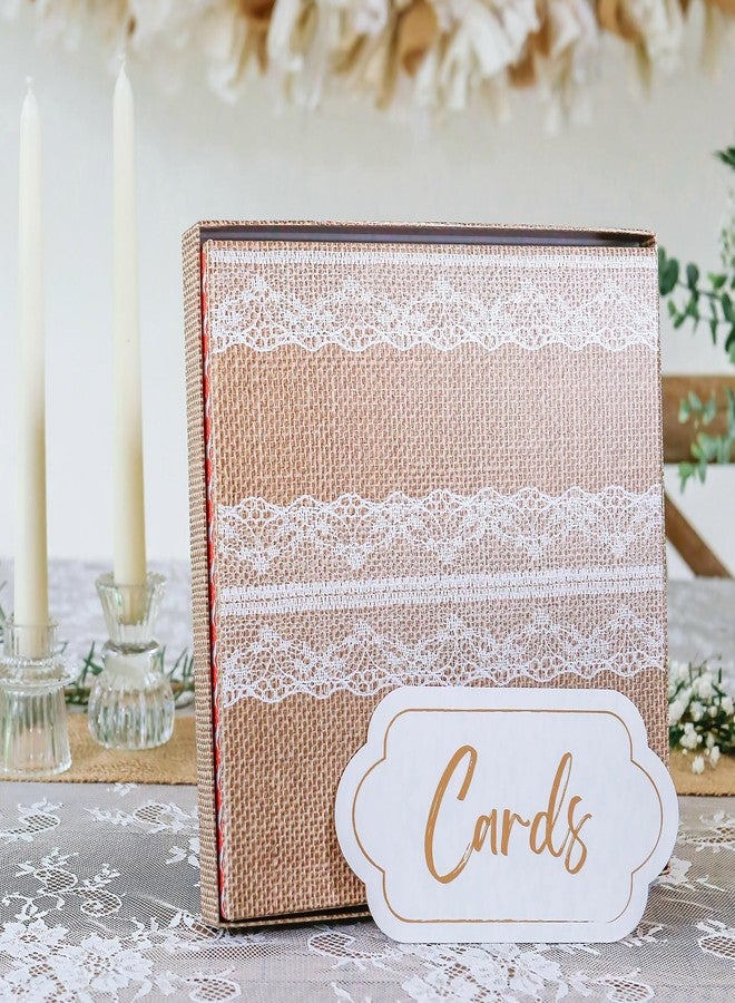 Kate Aspen Rustic Burlap & Lace Gift / Wedding Card Box, Money Box, Farmhouse Wedding Decorations For Reception - Also Perfect for Boho Baby Showers, Birthdays, Graduation - Image 5