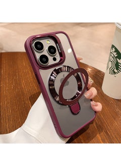 For Iphone 16E Mobile Phone Case U1 Dual Magnetic Bracket For Iphone15PRO Protective Cover Metal 13 Advanced Sense Factory-Color:Plum Color-Applicable Model:For Iphone 13