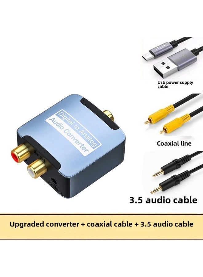 Digital To Analog Upgraded Audio Coaxial Converter Fiber To Analog Spdif To Lotus TV-Colour:3rd Generation + Coaxial Cable + 3.5 Audio Cable - Image 1