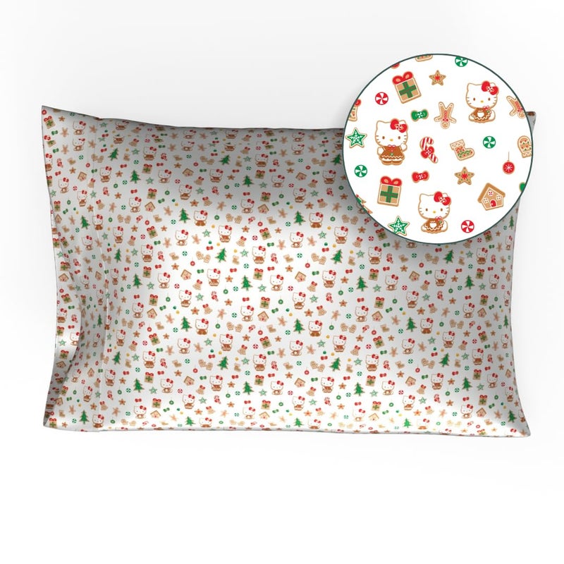 Collectibles Hello Kitty Santa Holiday Christmas Beauty Silky Satin Standard Pillowcase Cover 20x30 for Hair and Skin Officially Licensed Product by Franco