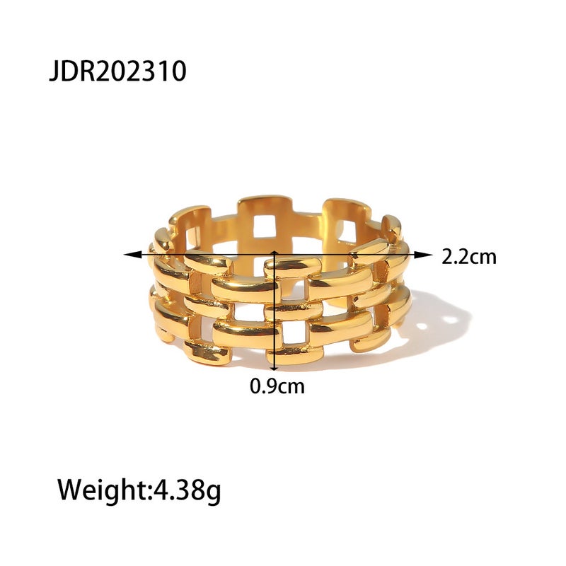 Fashion Personalized Women'S Non-Fading Ring 18K Gold-Plated Hollow Watch Band Ring Niche Ins Titanium Steel Bracelet - Image 1