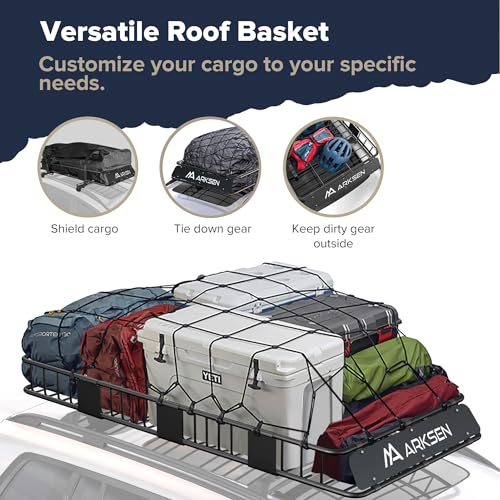 ARKSEN 84 x 39 Inch Universal 150LB Heavy Duty Roof Rack Cargo with 500D PVC Waterproof Cargo Bag, Top Luggage Holder Carrier Basket for SUV, Truck, & Car Steel Construction - Image 5