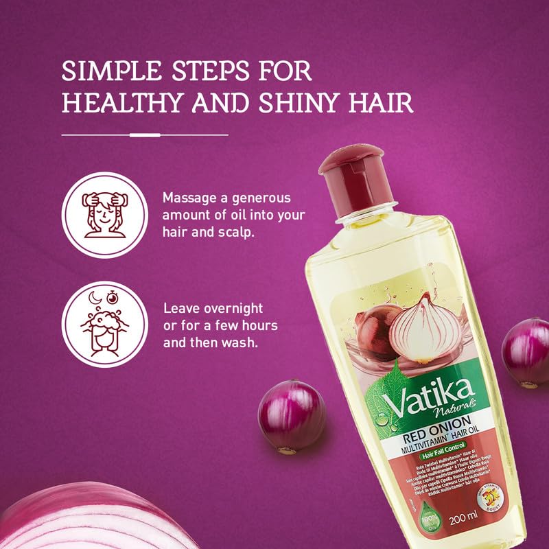 Vatika Naturals Multivitamin Hair Oil - Nourishing Formula for Healthy, Lustrous Hair - Strengthens Revitalizes & Promotes Stronger Hair - 100% Natural Oil Extract - Enriched with Red Onion - (300 ML) - Image 3