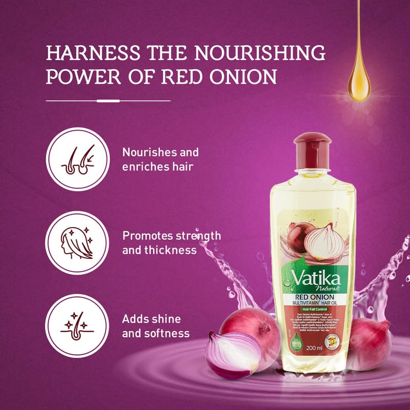 Vatika Naturals Multivitamin Hair Oil - Nourishing Formula for Healthy, Lustrous Hair - Strengthens Revitalizes & Promotes Stronger Hair - 100% Natural Oil Extract - Enriched with Red Onion - (300 ML) - Image 5